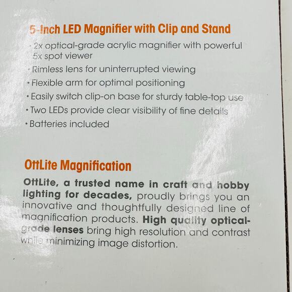 OttLite LED Magnifier Lamp Clip-On Freestanding Flexible Craft Hobby Light 2X - Picture 6 of 7